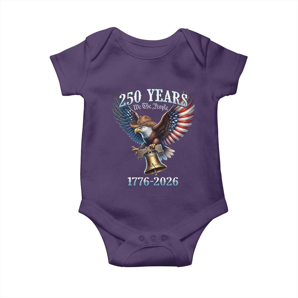 American Rodeo 250th Anniversary Baby Onesie Western Cowboy Eagle Patriotic 4th of July TS14 Purple Print Your Wear
