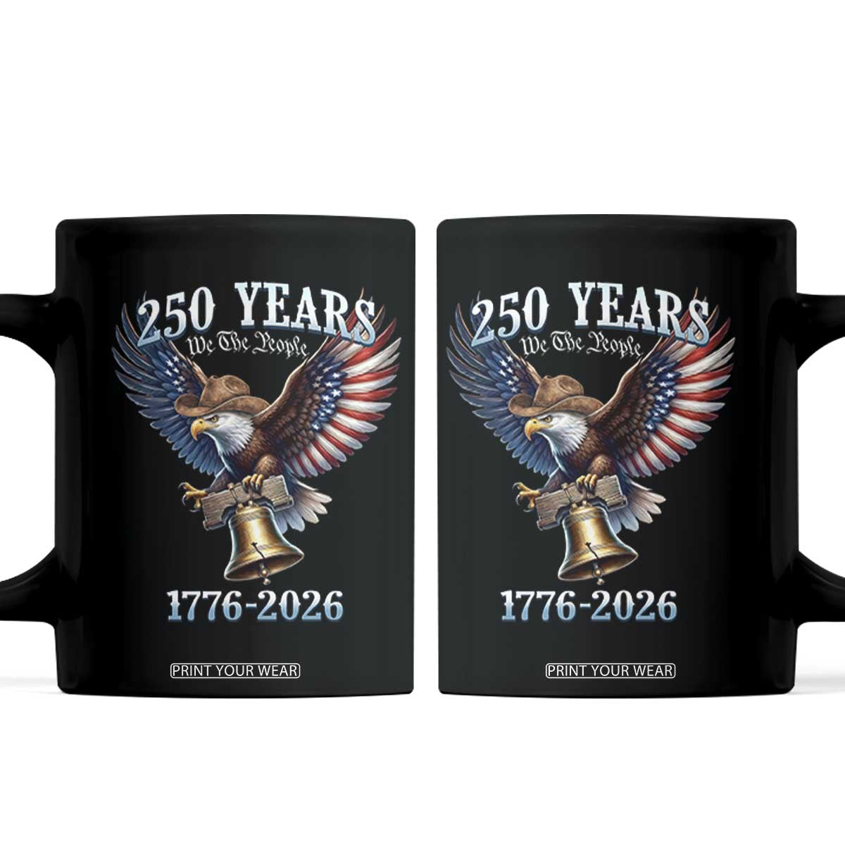 American Rodeo 250th Anniversary Coffee Mug Western Cowboy Eagle Patriotic 4th of July TS14 Black Print Your Wear