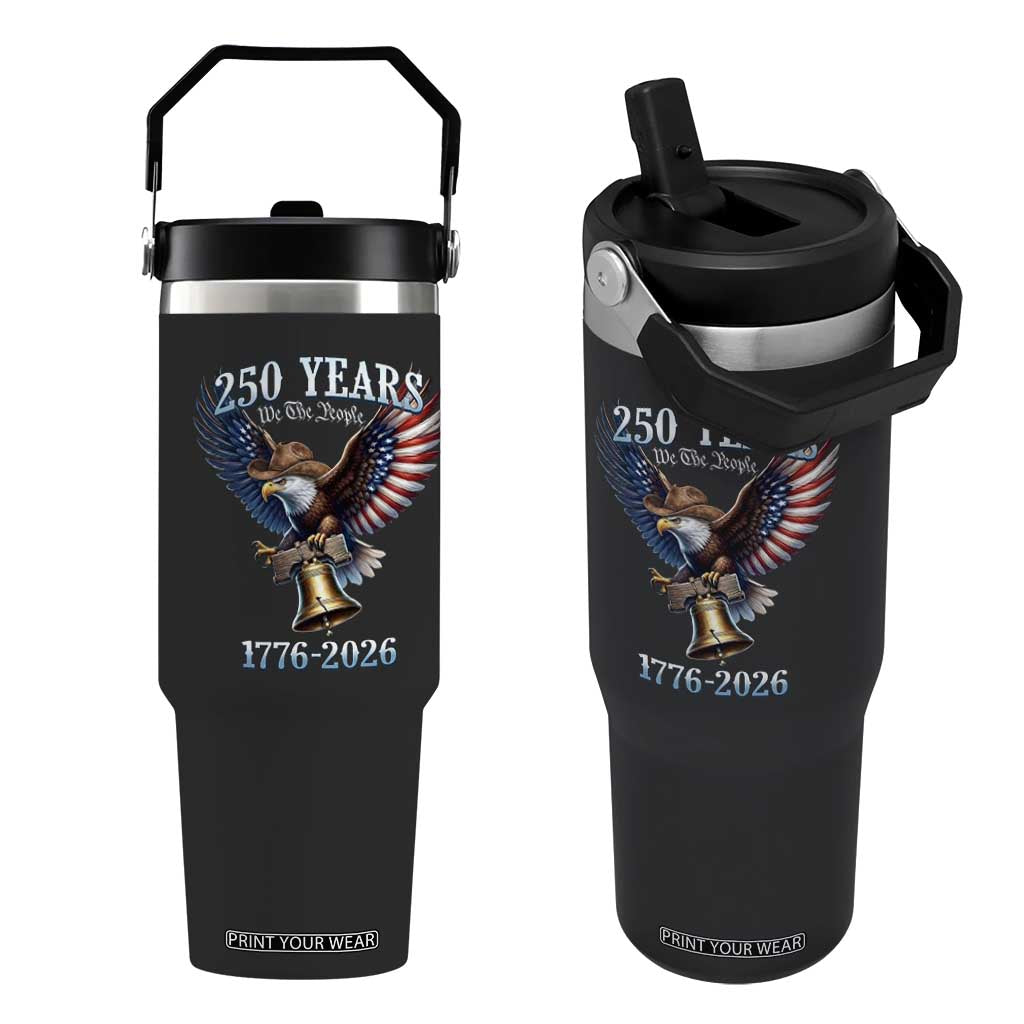 American Rodeo 250th Anniversary Flip Straw Tumbler Western Cowboy Eagle Patriotic 4th of July TS14 One Size: 30 oz Black Print Your Wear