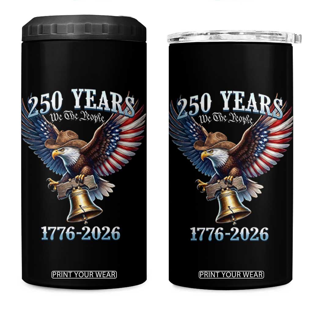 American Rodeo 250th Anniversary 4 in 1 Can Cooler Tumbler Western Cowboy Eagle Patriotic 4th of July TS14 One Size: 16 oz Black Print Your Wear