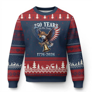 American Rodeo 250th Anniversary Ugly Christmas Sweater Western Cowboy Eagle Patriotic 4th of July TS14 Navy Red Print Your Wear