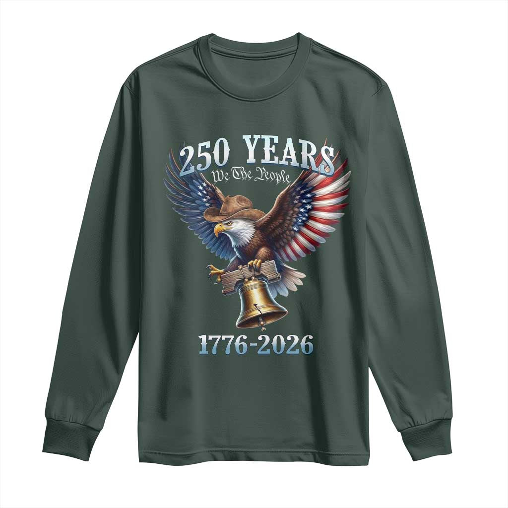 American Rodeo 250th Anniversary Long Sleeve Shirt Western Cowboy Eagle Patriotic 4th of July TS14 Dark Forest Green Print Your Wear
