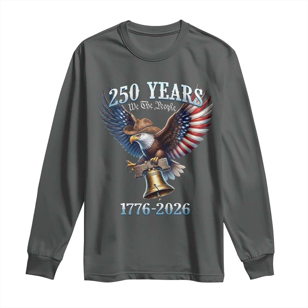 American Rodeo 250th Anniversary Long Sleeve Shirt Western Cowboy Eagle Patriotic 4th of July TS14 Dark Heather Print Your Wear