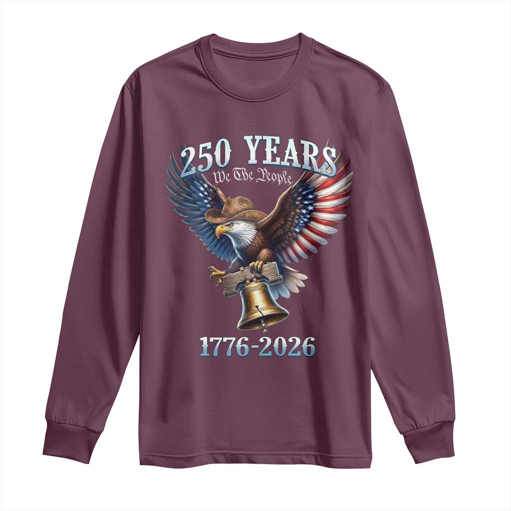 American Rodeo 250th Anniversary Long Sleeve Shirt Western Cowboy Eagle Patriotic 4th of July TS14 Maroon Print Your Wear