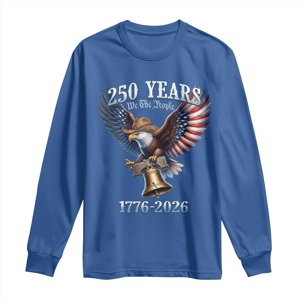 American Rodeo 250th Anniversary Long Sleeve Shirt Western Cowboy Eagle Patriotic 4th of July TS14 Royal Blue Print Your Wear