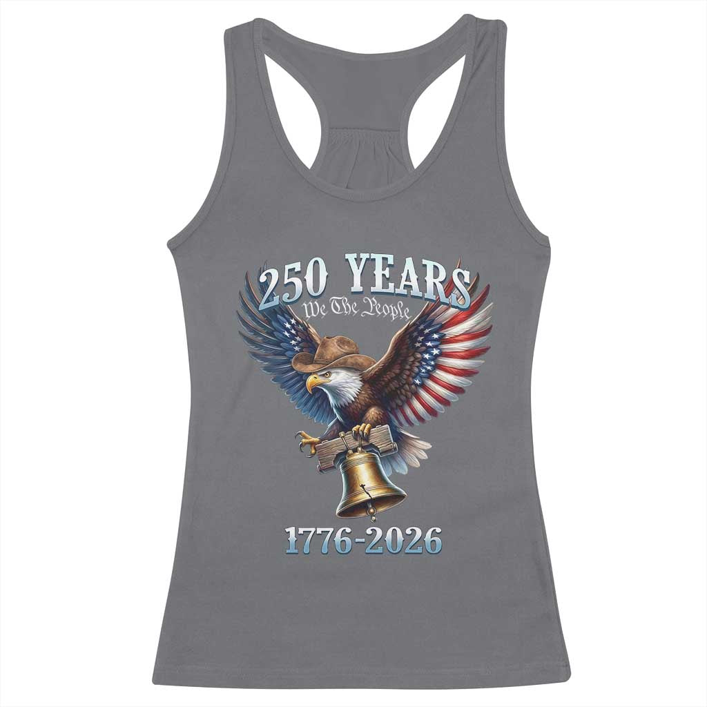 American Rodeo 250th Anniversary Racerback Tank Top Western Cowboy Eagle Patriotic 4th of July TS14 Charcoal Print Your Wear