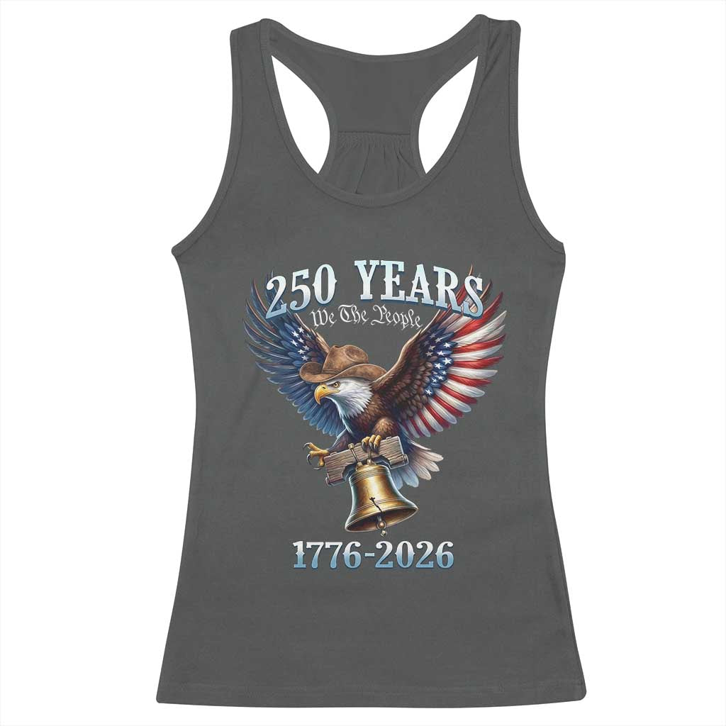American Rodeo 250th Anniversary Racerback Tank Top Western Cowboy Eagle Patriotic 4th of July TS14 Dark Heather Print Your Wear