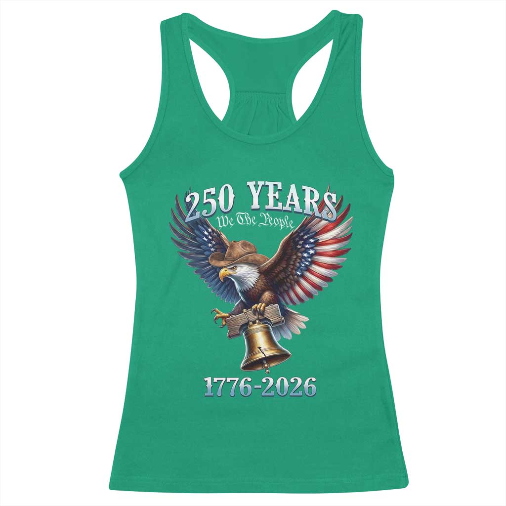 American Rodeo 250th Anniversary Racerback Tank Top Western Cowboy Eagle Patriotic 4th of July TS14 Irish Green Print Your Wear