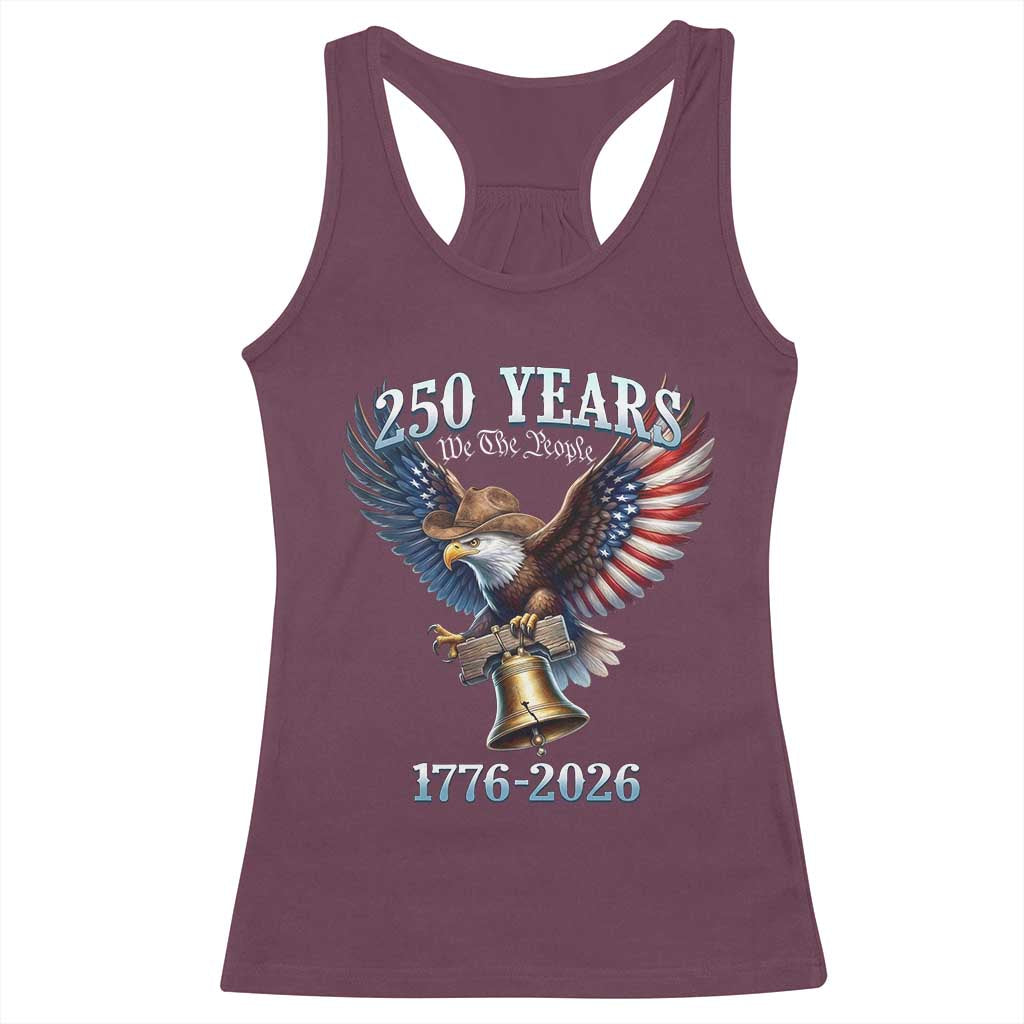 American Rodeo 250th Anniversary Racerback Tank Top Western Cowboy Eagle Patriotic 4th of July TS14 Maroon Print Your Wear