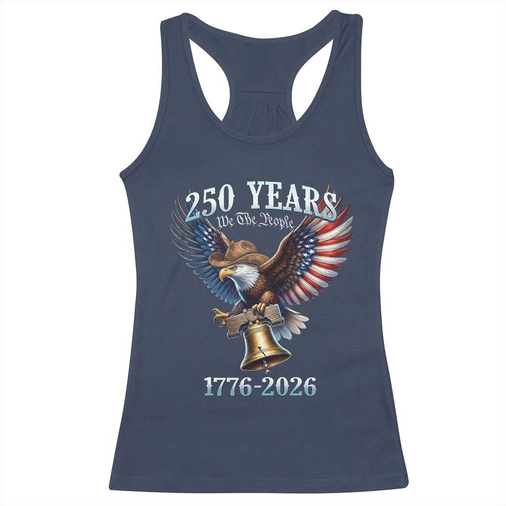 American Rodeo 250th Anniversary Racerback Tank Top Western Cowboy Eagle Patriotic 4th of July TS14 Navy Print Your Wear