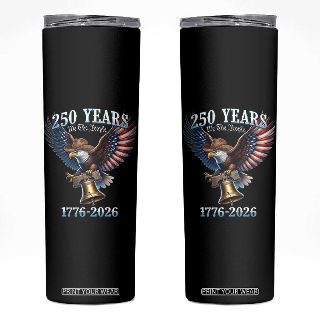 American Rodeo 250th Anniversary Skinny Tumbler Western Cowboy Eagle Patriotic 4th of July TS14 Black Print Your Wear