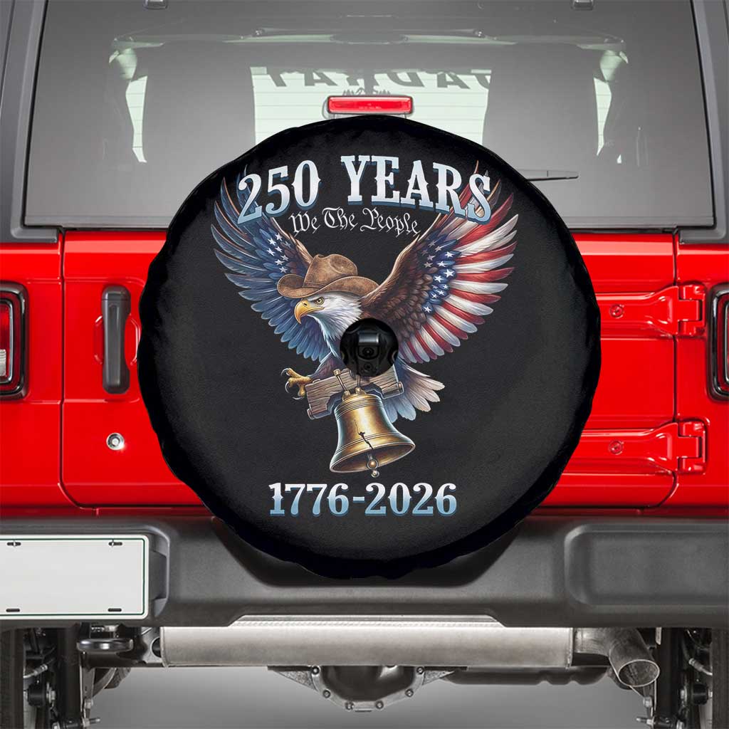 American Rodeo 250th Anniversary Spare Tire Cover Western Cowboy Eagle Patriotic 4th of July TS14 Black Print Your Wear