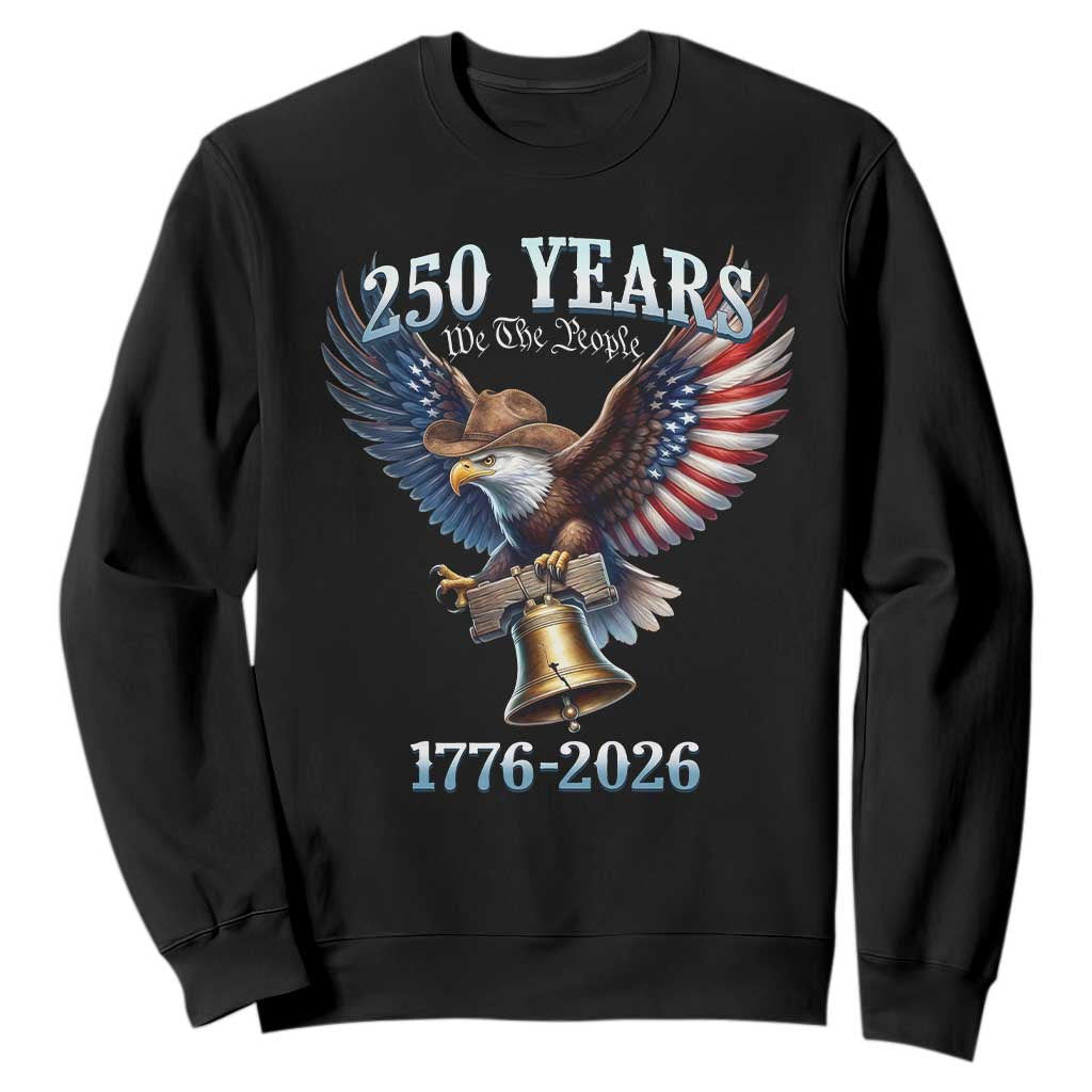 American Rodeo 250th Anniversary Sweatshirt Western Cowboy Eagle Patriotic 4th of July TS14 Black Print Your Wear