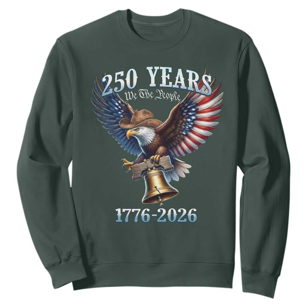 American Rodeo 250th Anniversary Sweatshirt Western Cowboy Eagle Patriotic 4th of July TS14 Dark Forest Green Print Your Wear