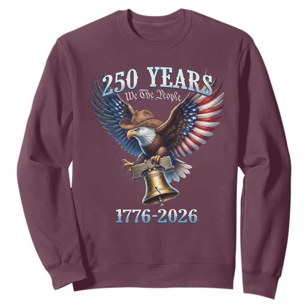 American Rodeo 250th Anniversary Sweatshirt Western Cowboy Eagle Patriotic 4th of July TS14 Maroon Print Your Wear