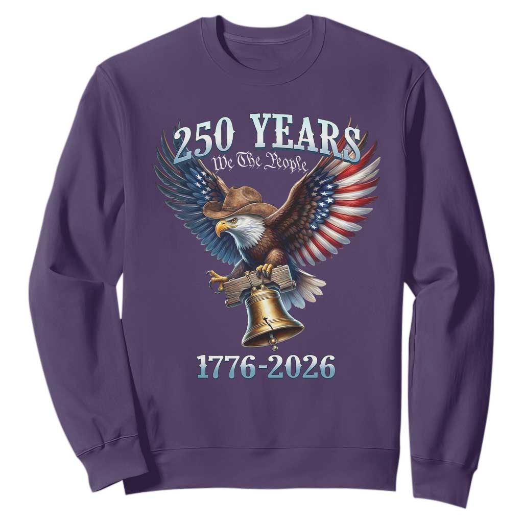 American Rodeo 250th Anniversary Sweatshirt Western Cowboy Eagle Patriotic 4th of July TS14 Purple Print Your Wear