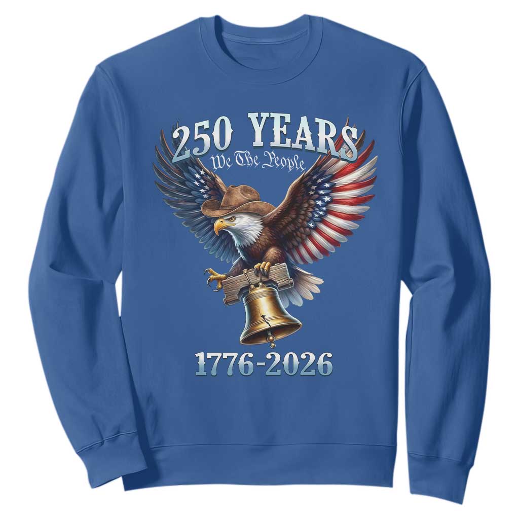 American Rodeo 250th Anniversary Sweatshirt Western Cowboy Eagle Patriotic 4th of July TS14 Royal Blue Print Your Wear