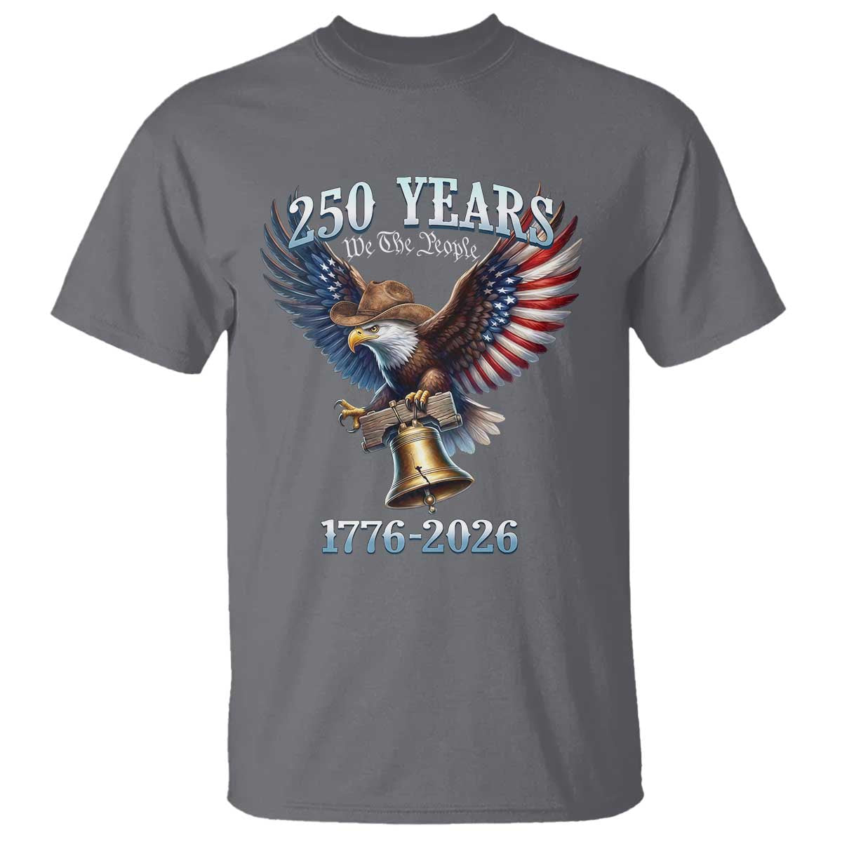 American Rodeo 250th Anniversary T Shirt Western Cowboy Eagle Patriotic 4th of July TS14 Charcoal Print Your Wear