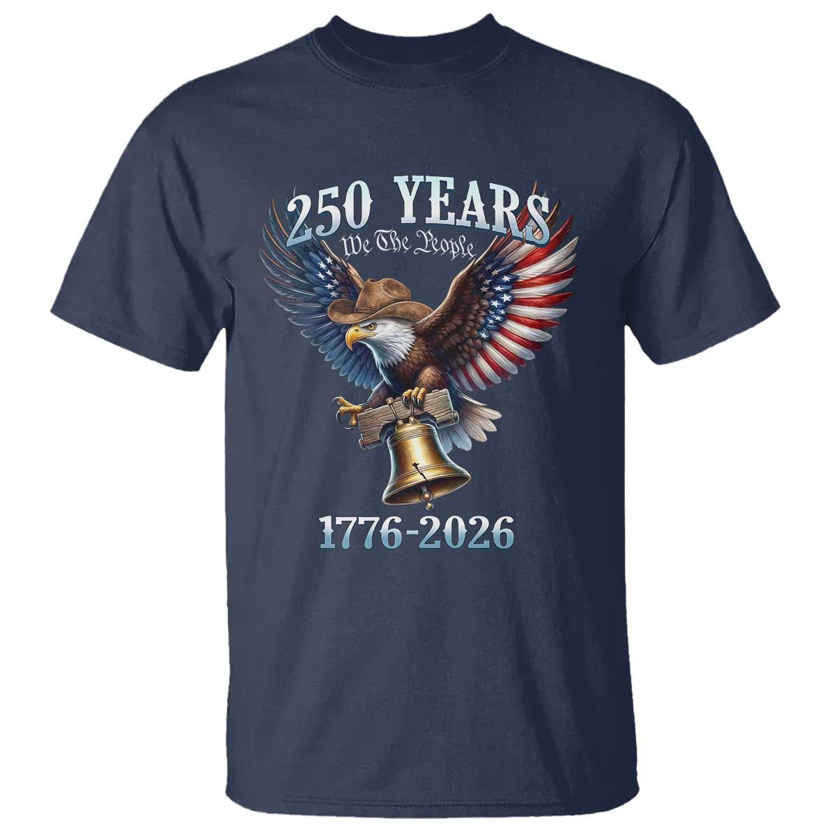 American Rodeo 250th Anniversary T Shirt Western Cowboy Eagle Patriotic 4th of July TS14 Navy Print Your Wear