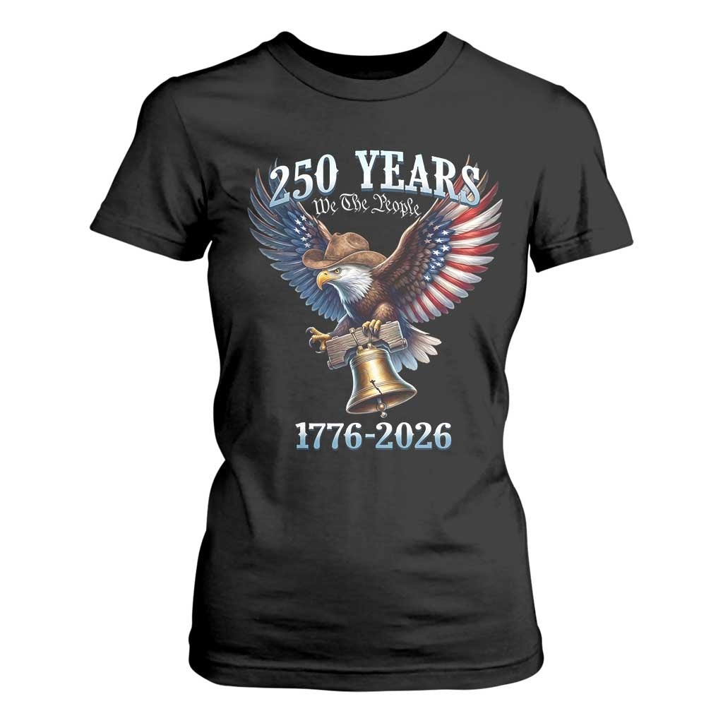 American Rodeo 250th Anniversary T Shirt For Women Western Cowboy Eagle Patriotic 4th of July TS14 Black Print Your Wear