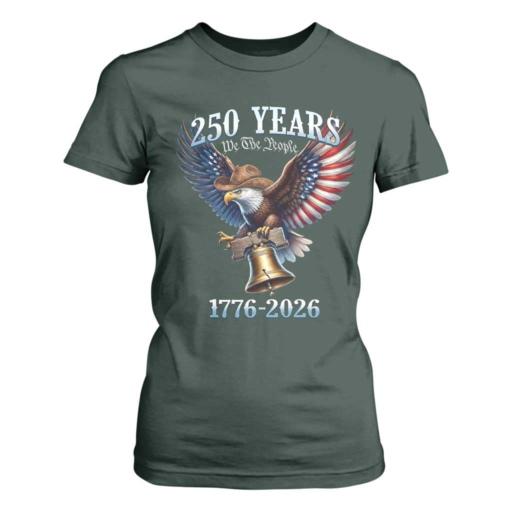 American Rodeo 250th Anniversary T Shirt For Women Western Cowboy Eagle Patriotic 4th of July TS14 Dark Forest Green Print Your Wear