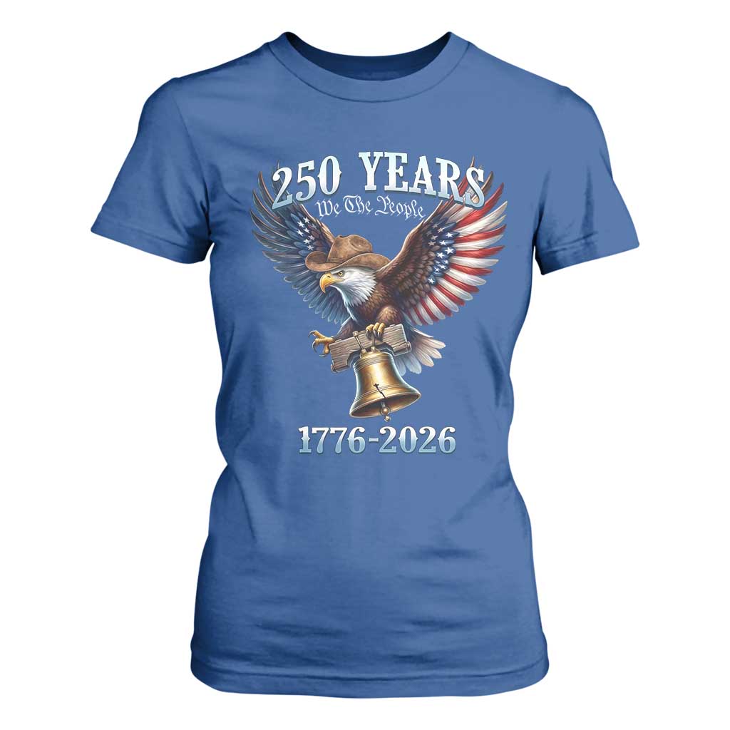 American Rodeo 250th Anniversary T Shirt For Women Western Cowboy Eagle Patriotic 4th of July TS14 Royal Blue Print Your Wear