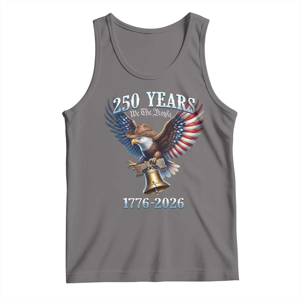 American Rodeo 250th Anniversary Tank Top Western Cowboy Eagle Patriotic 4th of July TS14 Deep Heather Print Your Wear