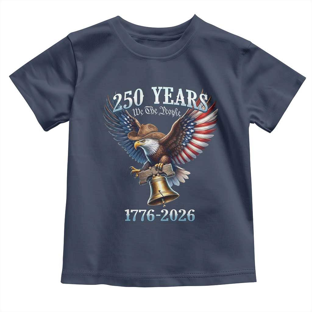 American Rodeo 250th Anniversary Toddler T Shirt Western Cowboy Eagle Patriotic 4th of July TS14 Navy Print Your Wear