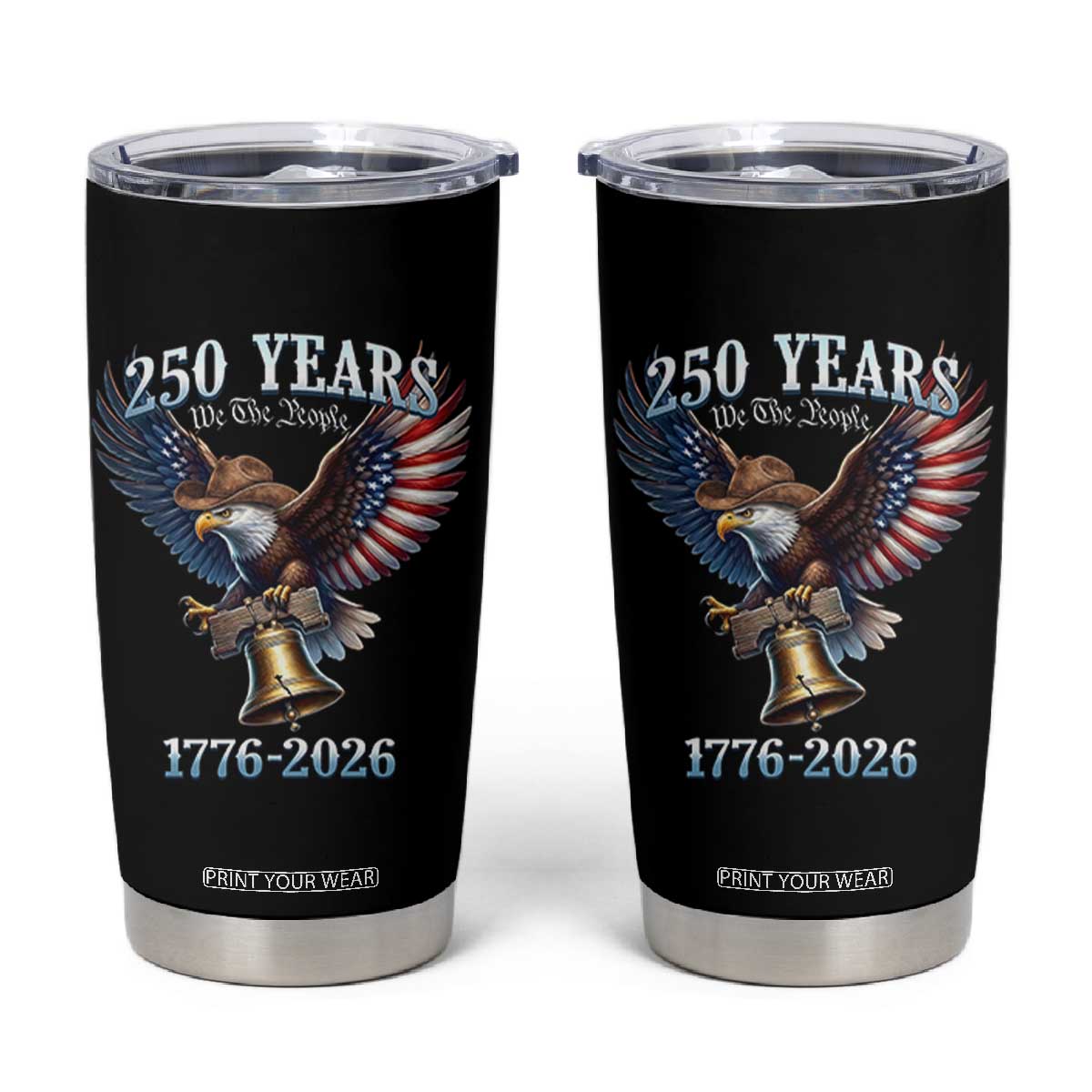 American Rodeo 250th Anniversary Tumbler Cup Western Cowboy Eagle Patriotic 4th of July TS14 Black Print Your Wear