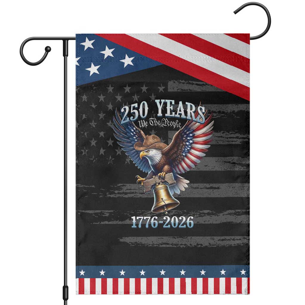 American Rodeo 250th Anniversary Patriotic Garden Flag Western Cowboy Eagle Patriotic 4th of July TS14 Distressed Black Blue Print Your Wear