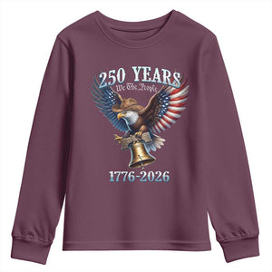 American Rodeo 250th Anniversary Youth Sweatshirt Western Cowboy Eagle Patriotic 4th of July TS14 Maroon Print Your Wear