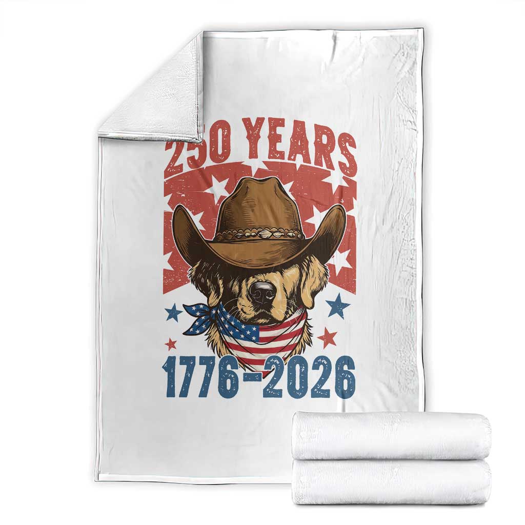 250th America Anniversary Throw Blanket Western Golden Retriever 4th of July TS14 White Print Your Wear