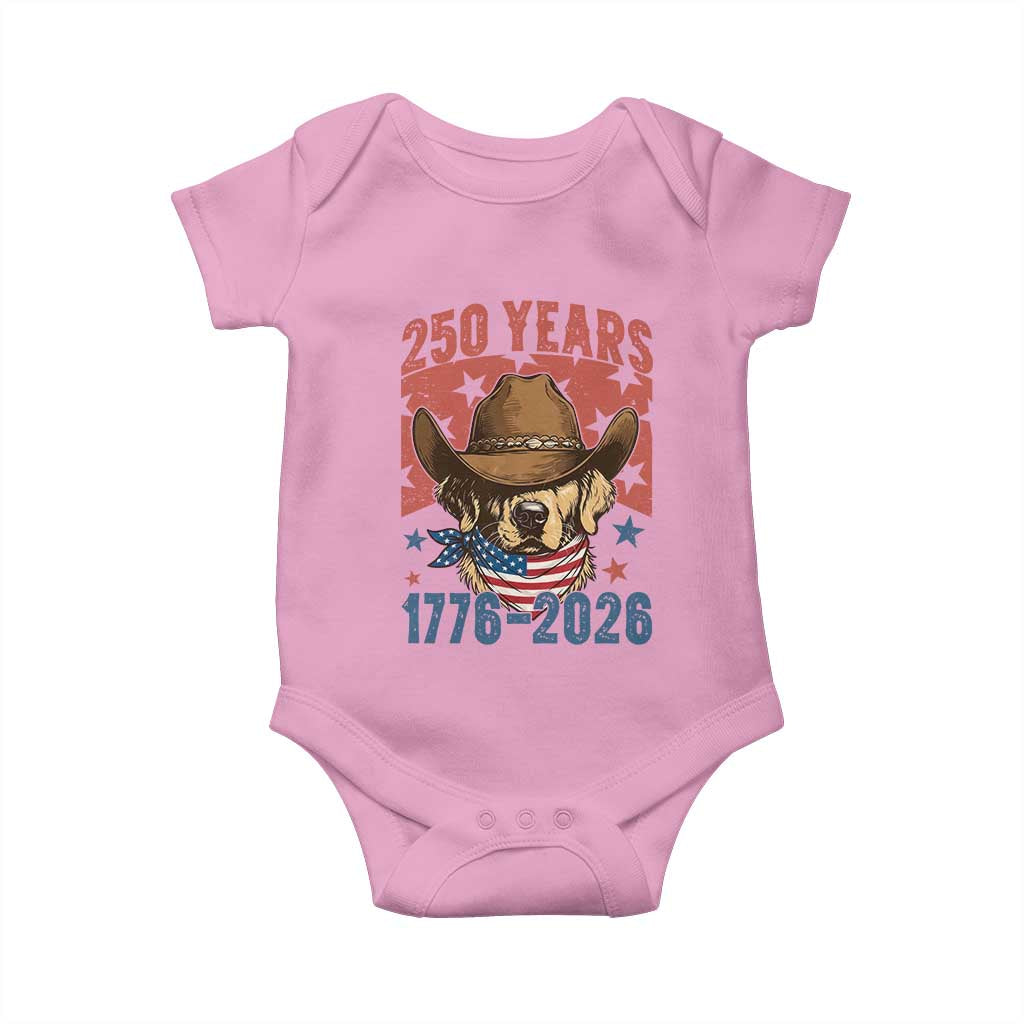 250th Anniversary USA Baby Onesie Western Golden Retriever 4th of July TS14 Light Pink Print Your Wear