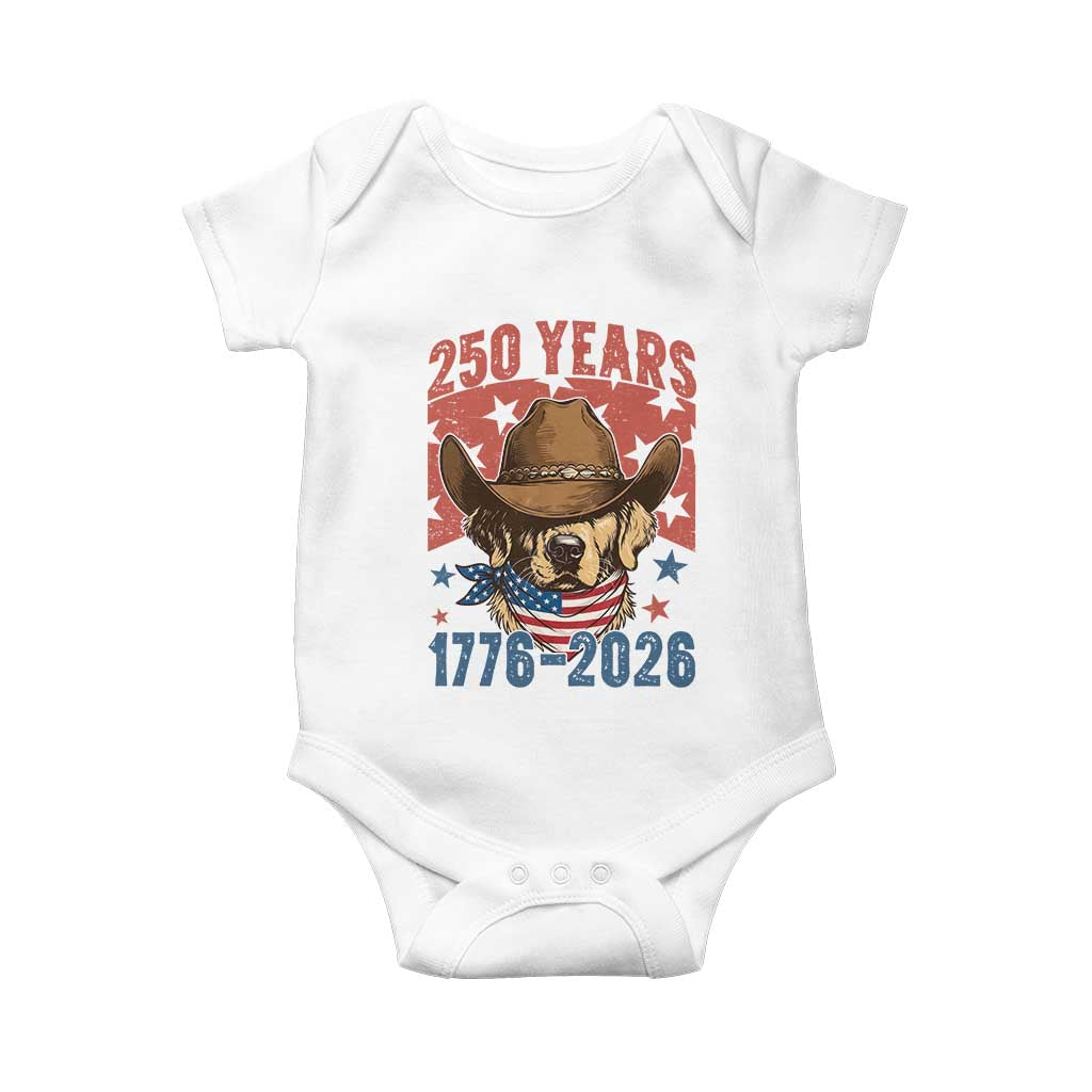 250th Anniversary USA Baby Onesie Western Golden Retriever 4th of July TS14 White Print Your Wear