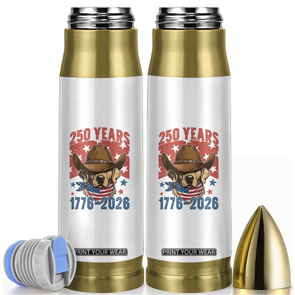 250th America Anniversary Bullet Tumbler Western Golden Retriever 4th of July TS14 White Print Your Wear