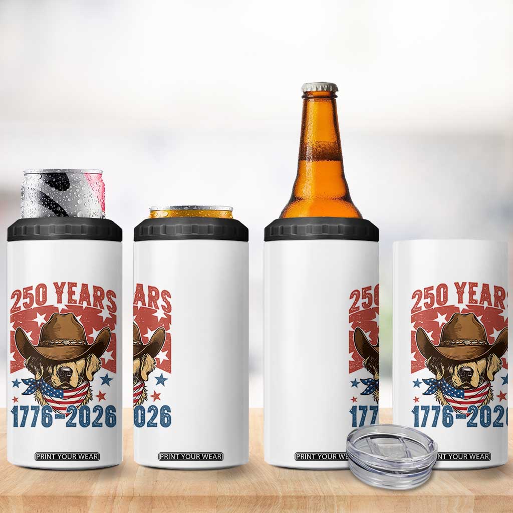 250th Anniversary USA 4 in 1 Can Cooler Tumbler Western Golden Retriever 4th of July TS14 Print Your Wear