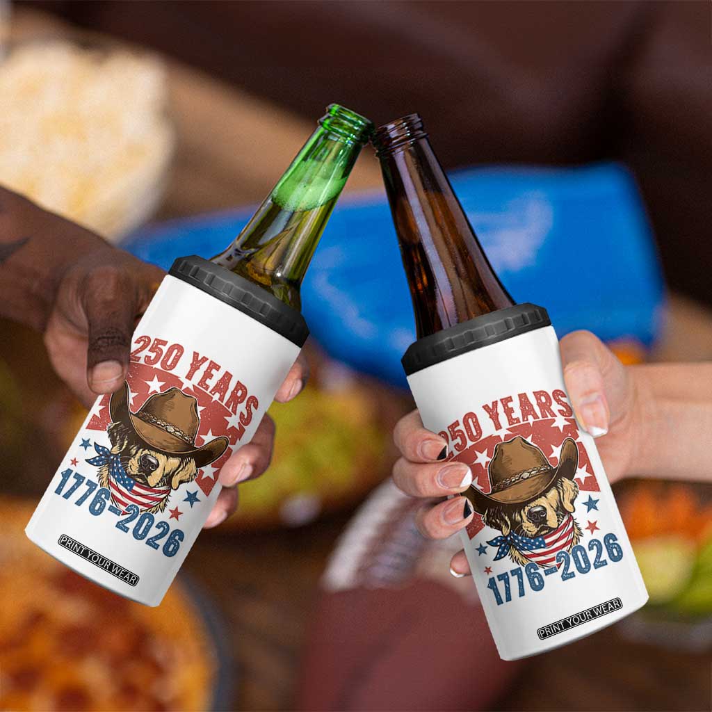 250th Anniversary USA 4 in 1 Can Cooler Tumbler Western Golden Retriever 4th of July TS14 Print Your Wear