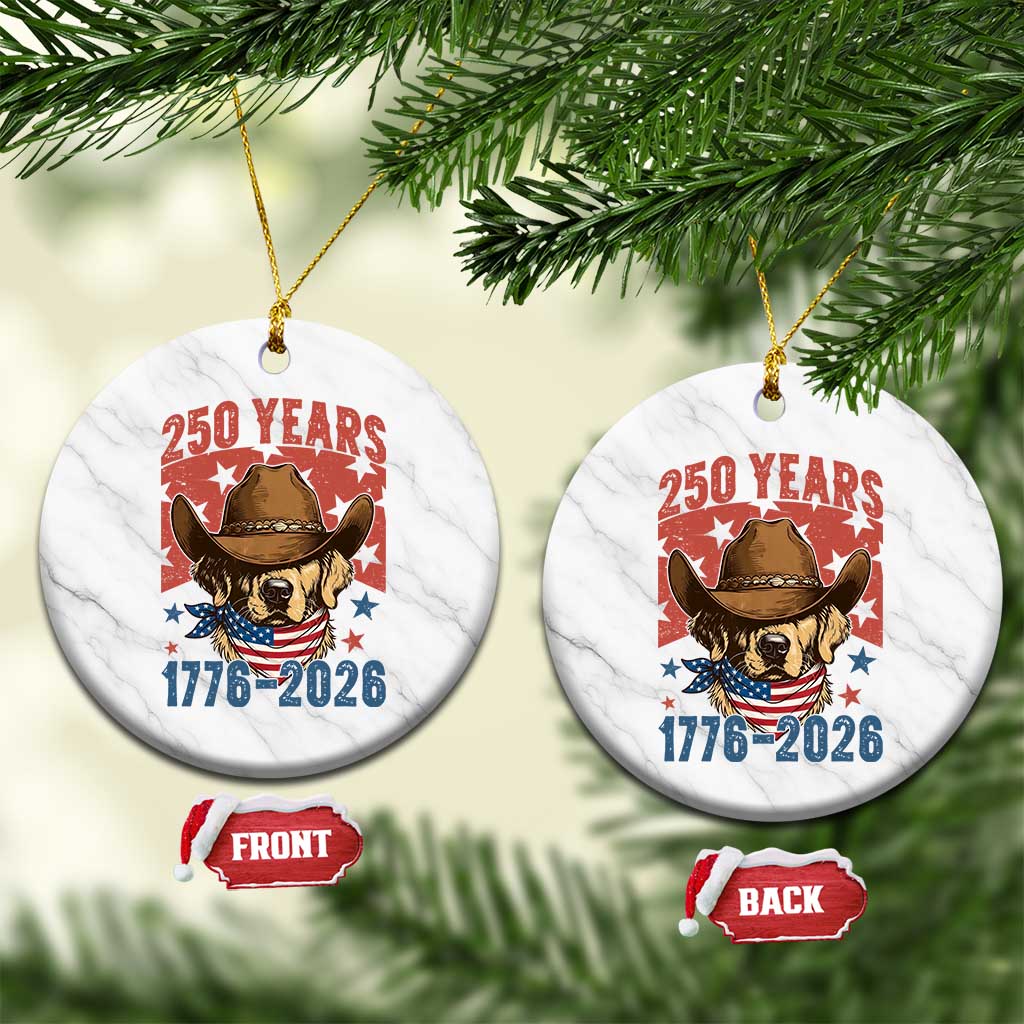 250th America Anniversary Ceramic Ornament Western Golden Retriever 4th of July TS14 1pc White Marble Print Your Wear
