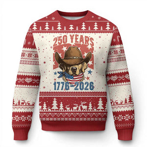 250th America Anniversary Ugly Christmas Sweater Western Golden Retriever 4th of July TS14 Beige Red Print Your Wear