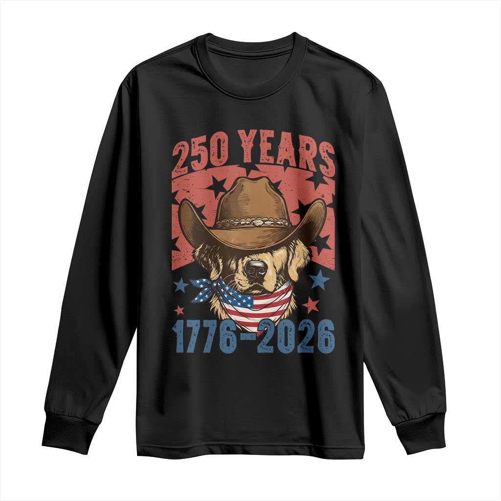 250th America Anniversary Long Sleeve Shirt Western Golden Retriever 4th of July TS14 Black Print Your Wear