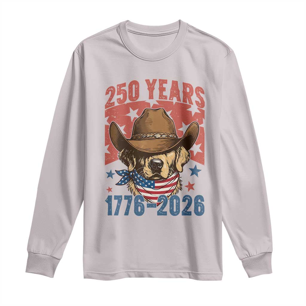 250th America Anniversary Long Sleeve Shirt Western Golden Retriever 4th of July TS14 Ice Gray Print Your Wear