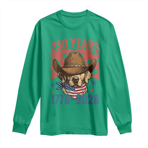 250th America Anniversary Long Sleeve Shirt Western Golden Retriever 4th of July TS14 Irish Green Print Your Wear