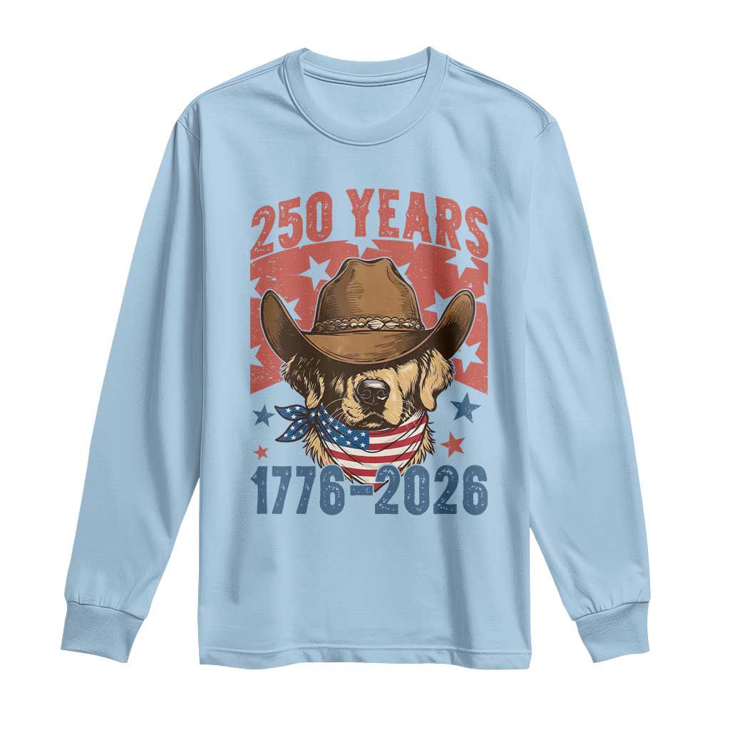 250th America Anniversary Long Sleeve Shirt Western Golden Retriever 4th of July TS14 Light Blue Print Your Wear