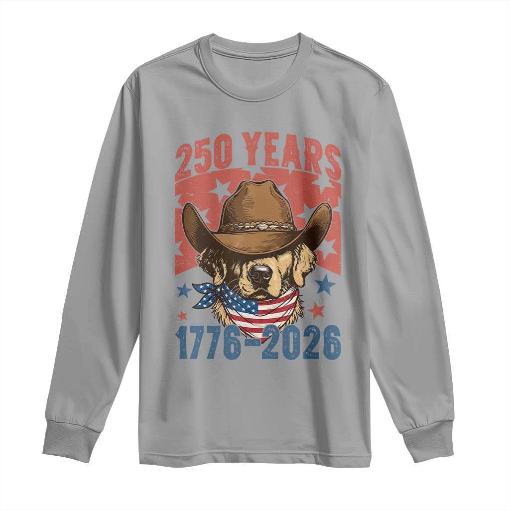 250th America Anniversary Long Sleeve Shirt Western Golden Retriever 4th of July TS14 Sport Gray Print Your Wear