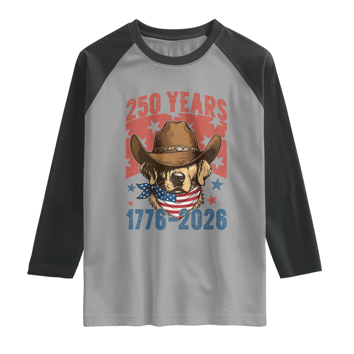 250th America Anniversary Raglan Shirt Western Golden Retriever 4th of July TS14 Sport Gray Black Print Your Wear