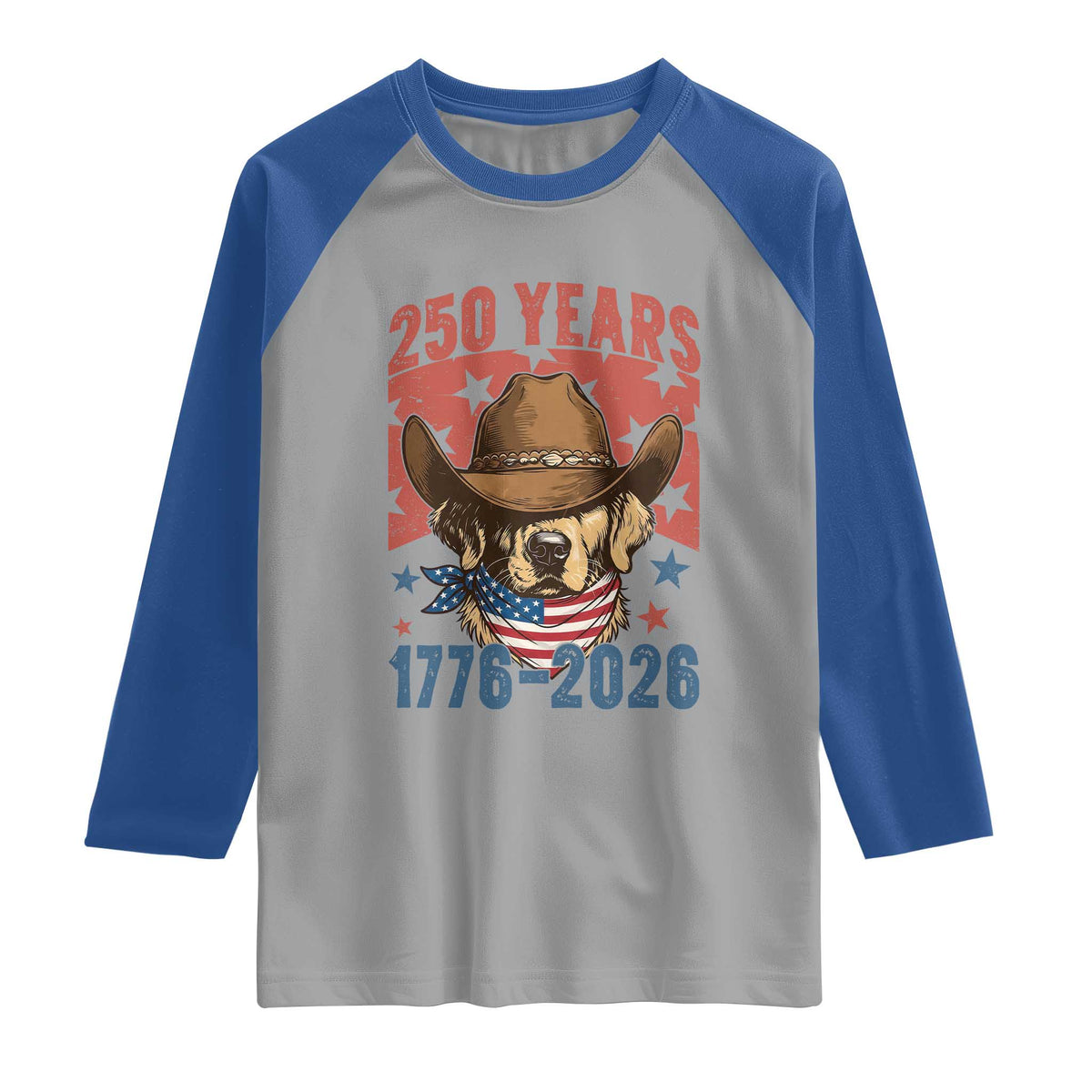 250th America Anniversary Raglan Shirt Western Golden Retriever 4th of July TS14 Sport Gray Royal Print Your Wear