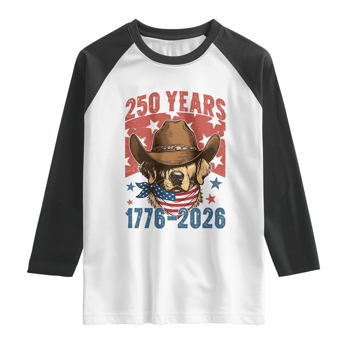 250th America Anniversary Raglan Shirt Western Golden Retriever 4th of July TS14 White Black Print Your Wear