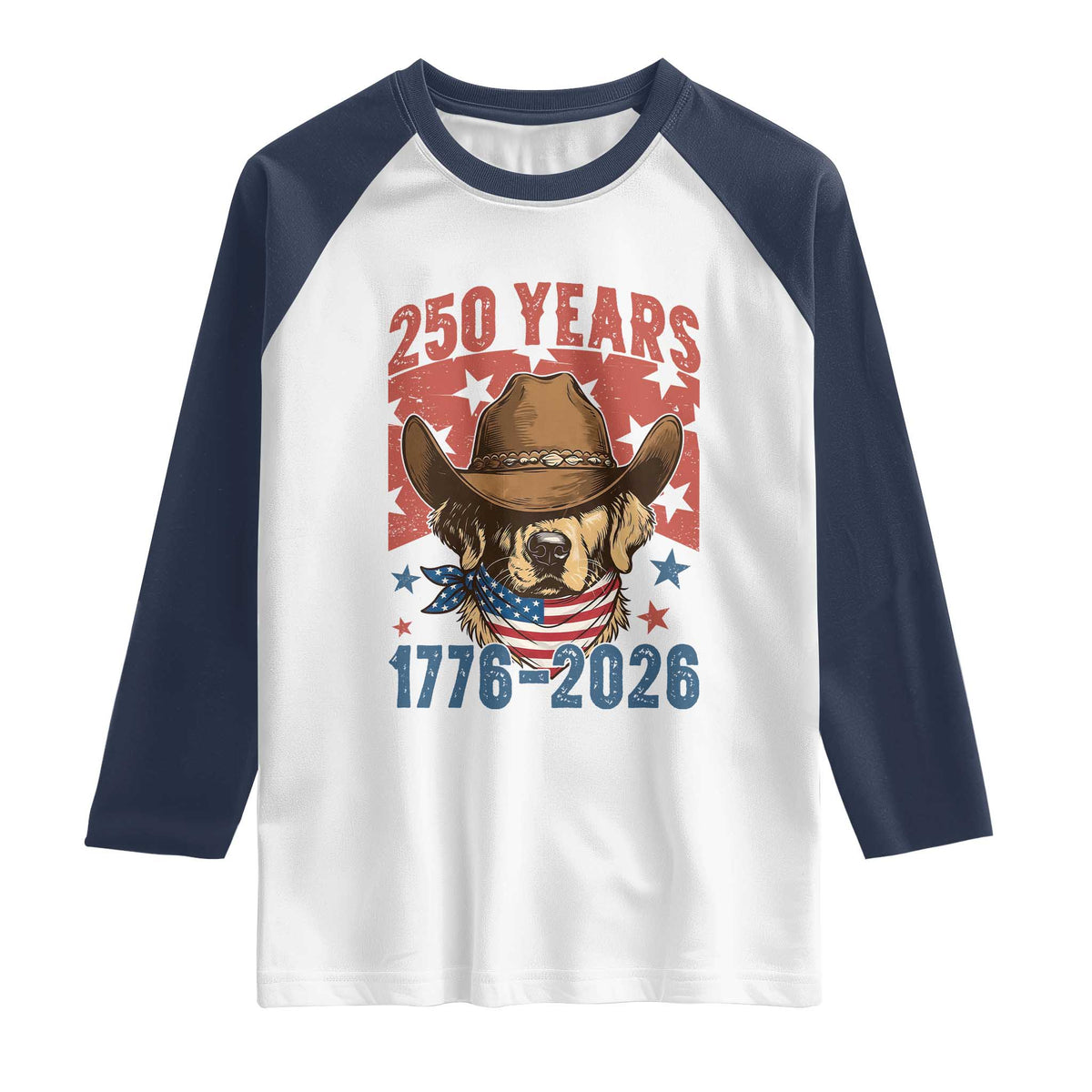 250th America Anniversary Raglan Shirt Western Golden Retriever 4th of July TS14 White Navy Print Your Wear