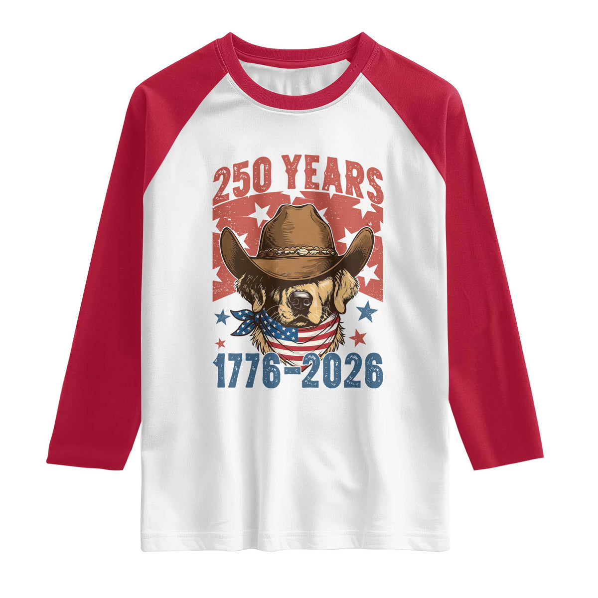 250th America Anniversary Raglan Shirt Western Golden Retriever 4th of July TS14 White Red Print Your Wear