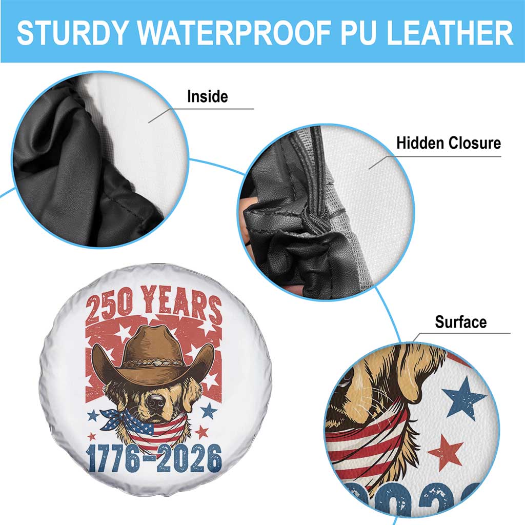 250th Anniversary USA Spare Tire Cover Western Golden Retriever 4th of July TS14 Print Your Wear